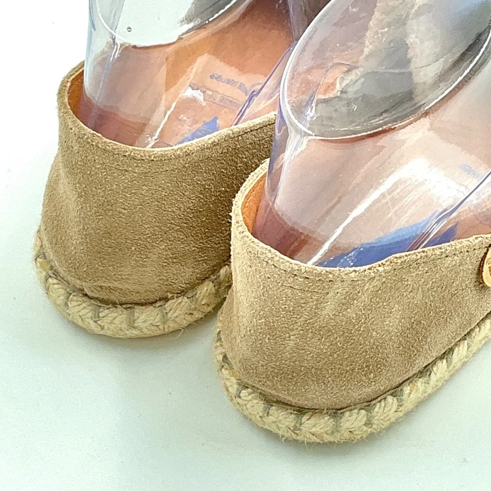 Verbenas Size 9 Espadrille Flats Tan Suede Slip On Shoes Made in Spain Worn Once